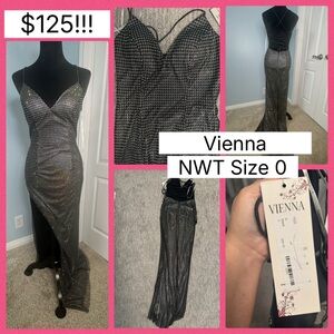 Vienna Prom Black Dress with Silver Sparkle